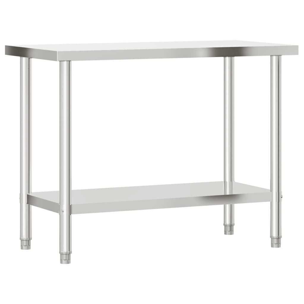 Mesa trabalho cozinha c/ prateleira 110x55x120cm aço inoxidável