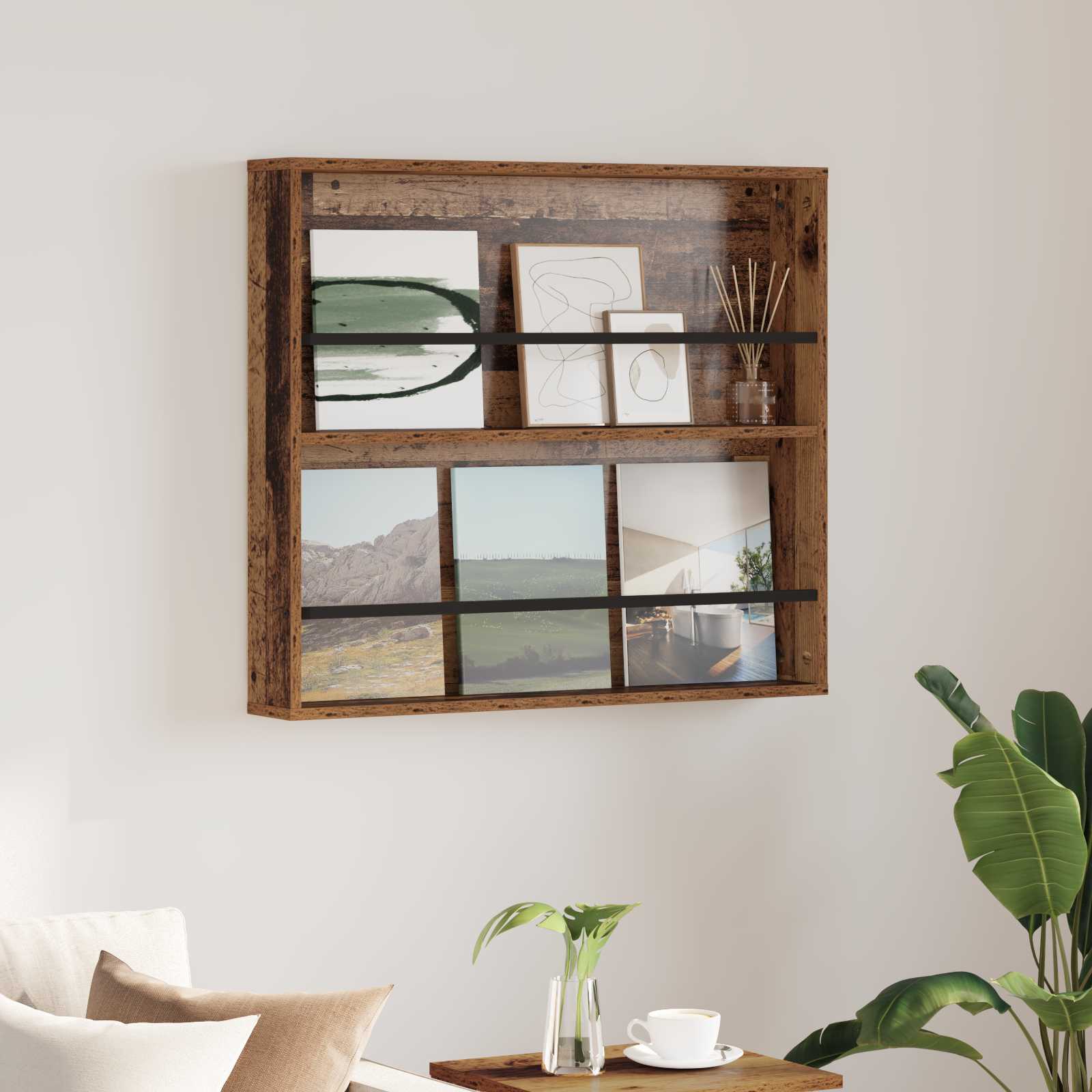 Estante de revistas madeira antiga 80 x 12 x 70 cm