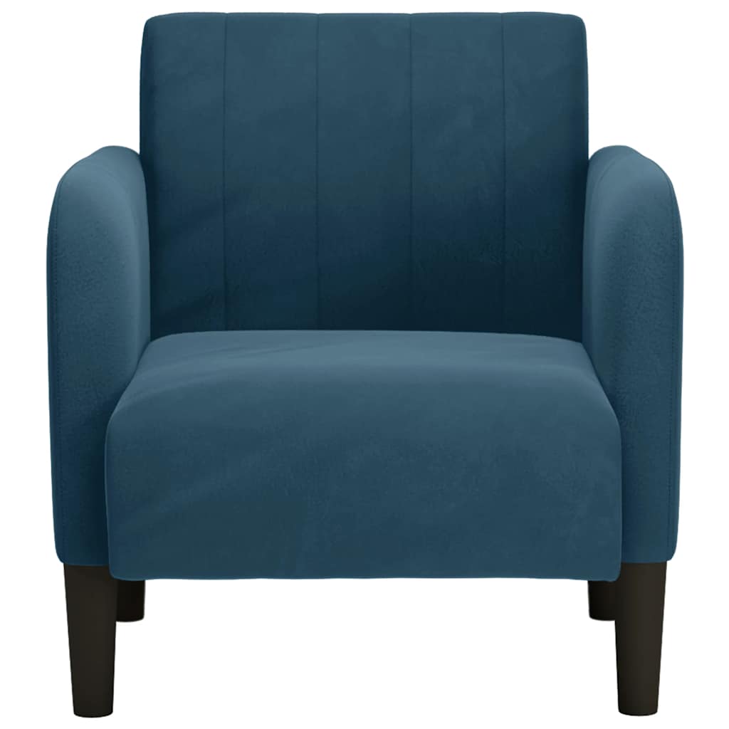 Poltrona com apoio de braços 54 cm veludo azul