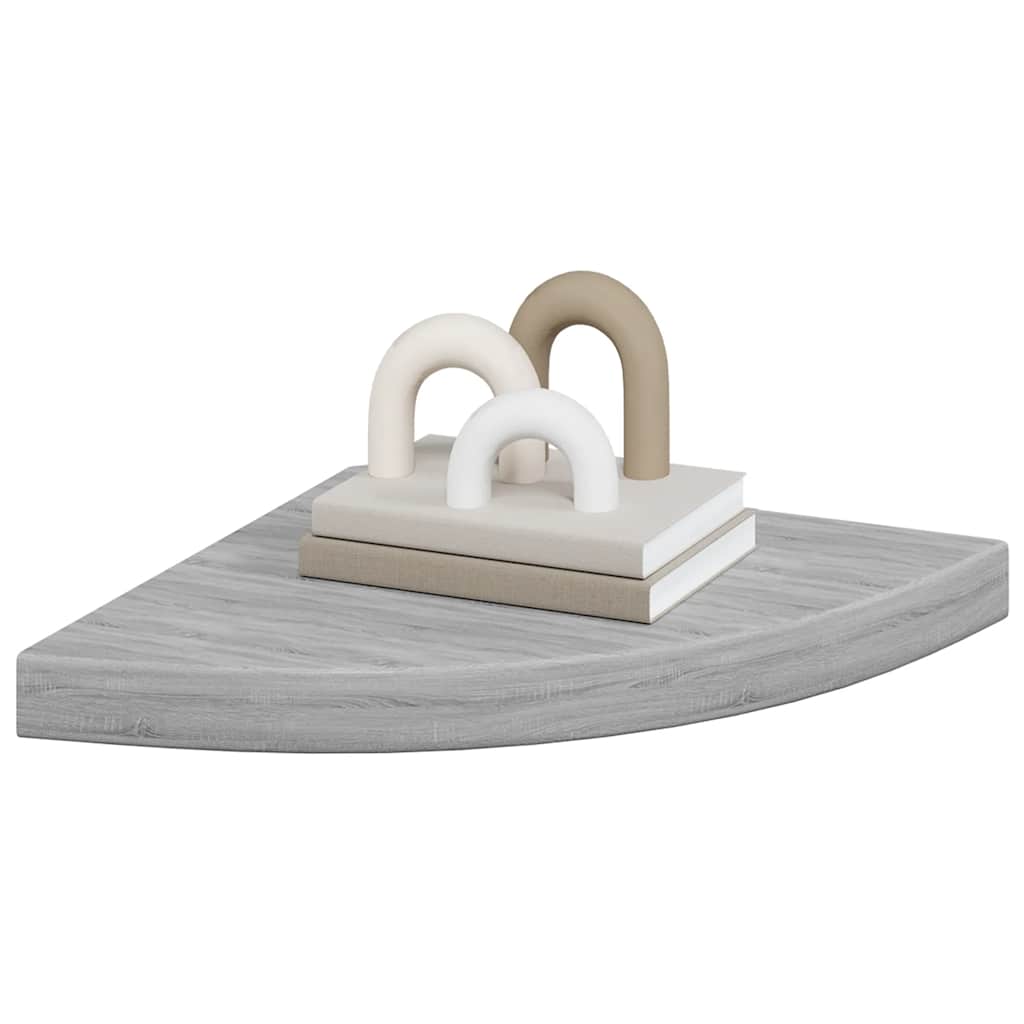 Prateleira de canto parede 35x35x3,8 cm MDF cinzento cimento