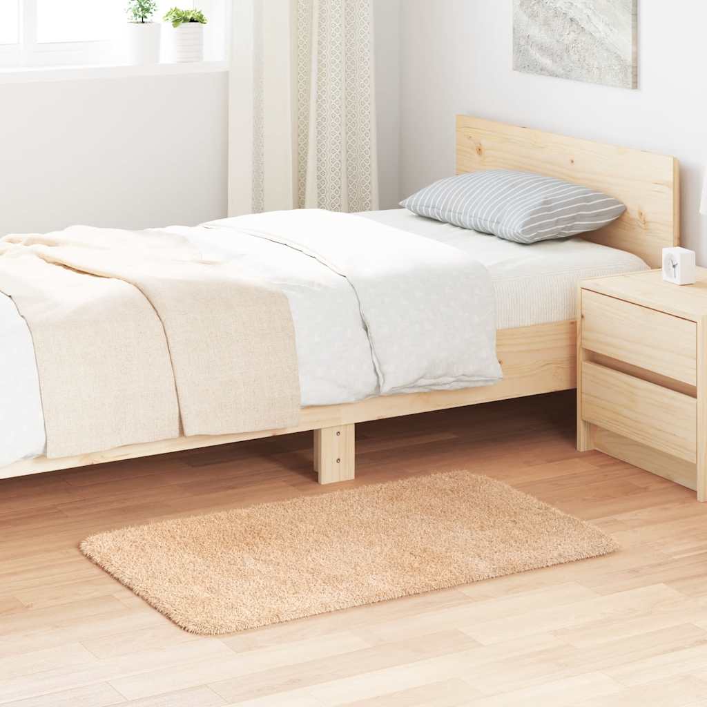 Tapete shaggy de pelo alto navarra 60x100 cm poliéster bege