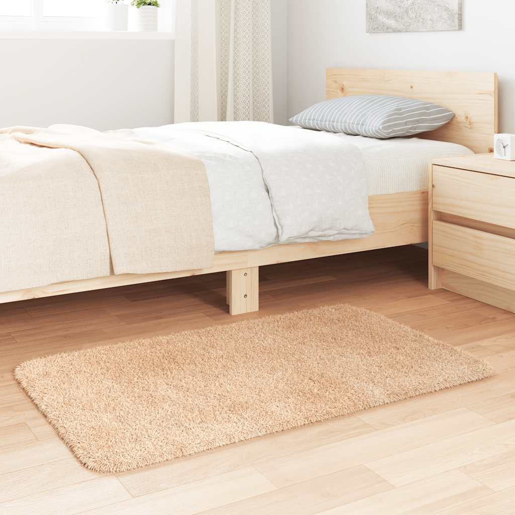 Tapete shaggy de pelo alto navarra 60x100 cm poliéster bege