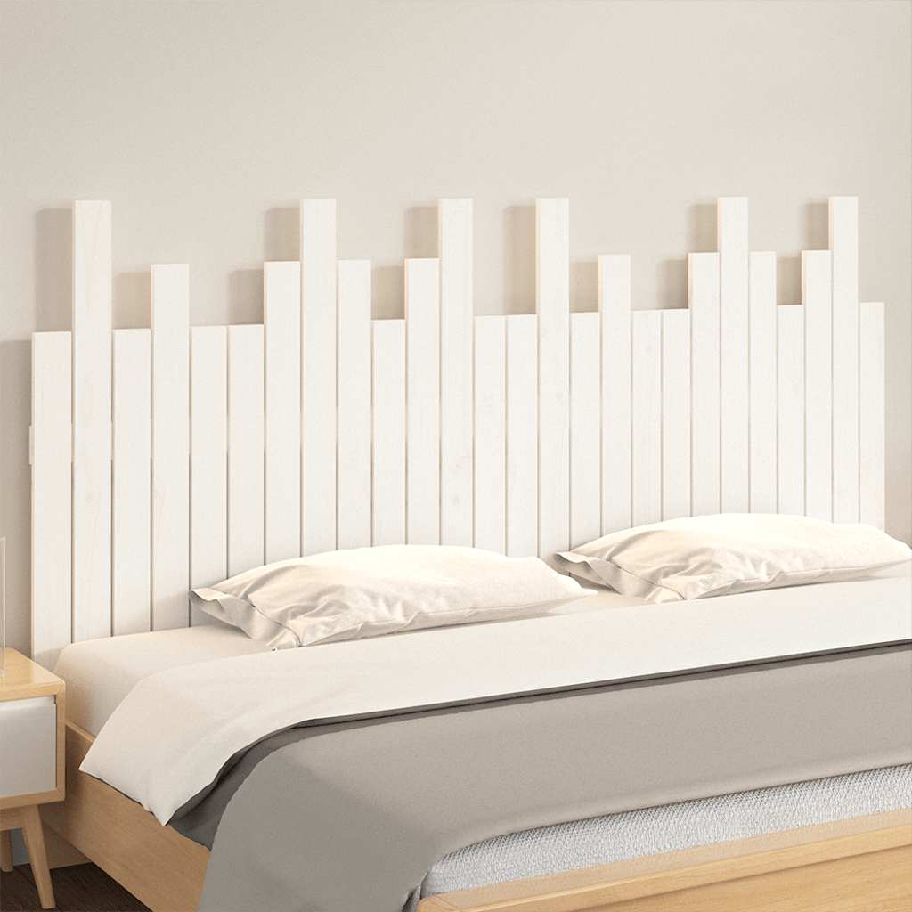 Cabeceira de parede 166x3x80 cm madeira de pinho maciça branco