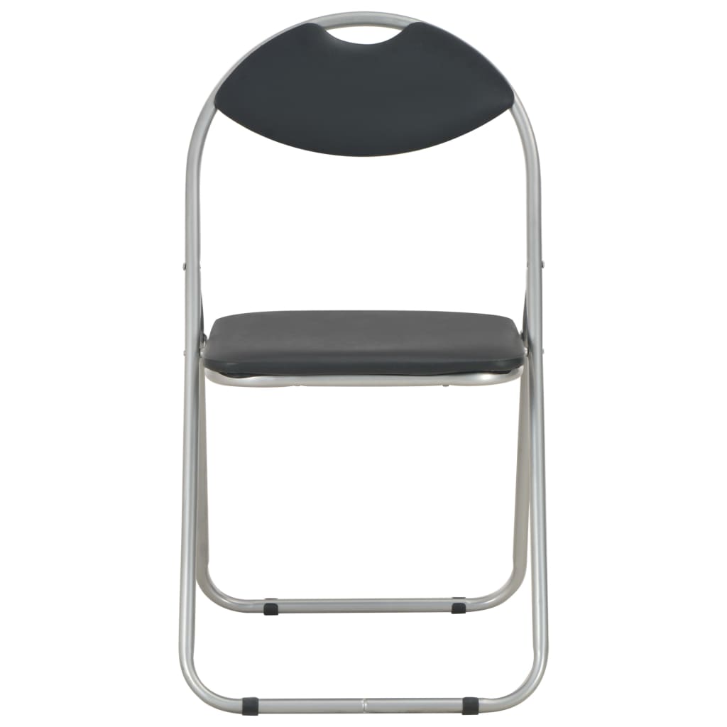 Cadeiras de jantar dobráveis 2 pcs couro artificial preto