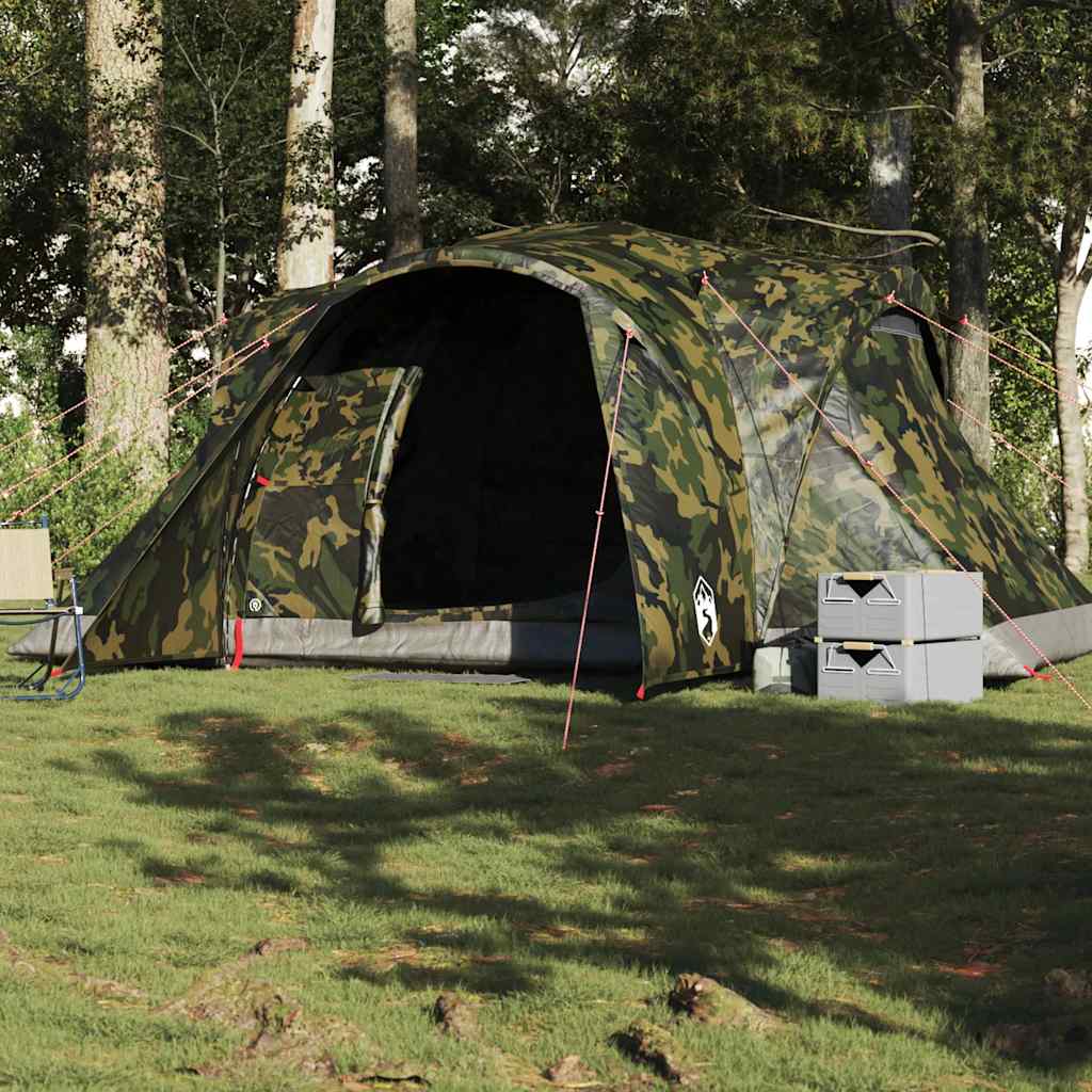 Tenda familiar cúpula para 6 pessoas impermeável camuflagem