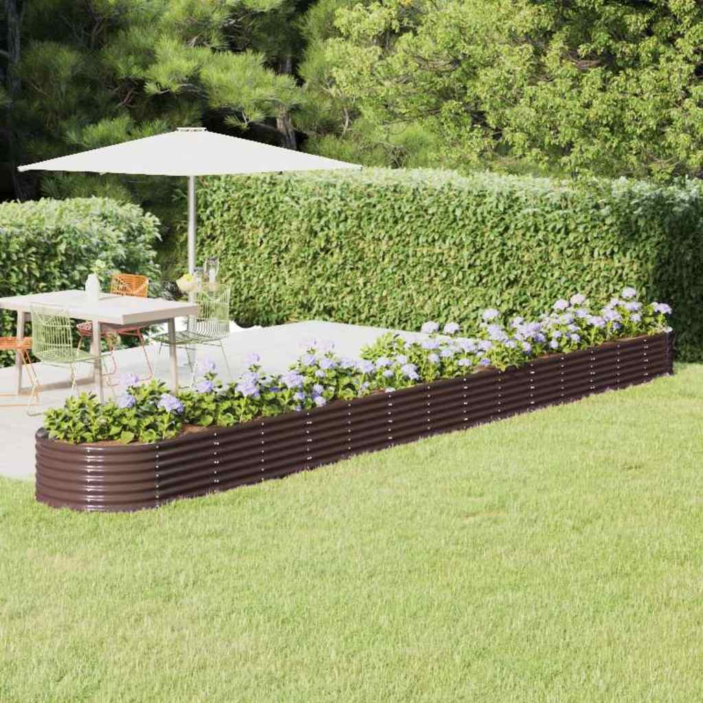 Canteiro elevado jardim 620x80x36cm aço galvanizado castanho
