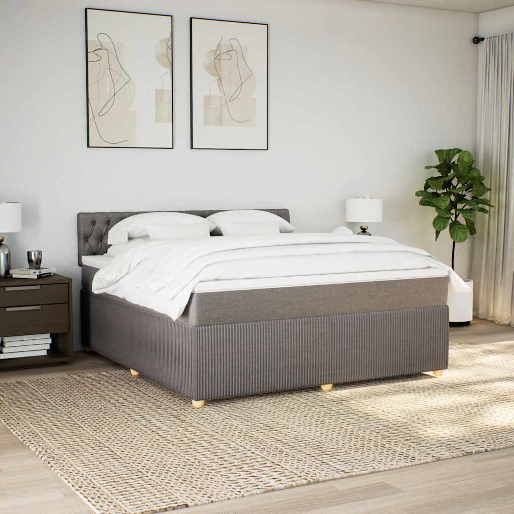 Cama com molas/colchão 180x200 cm tecido castanho-acinzentado