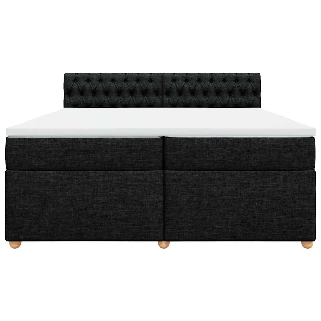 Cama com molas/colchão 200x200 cm tecido preto