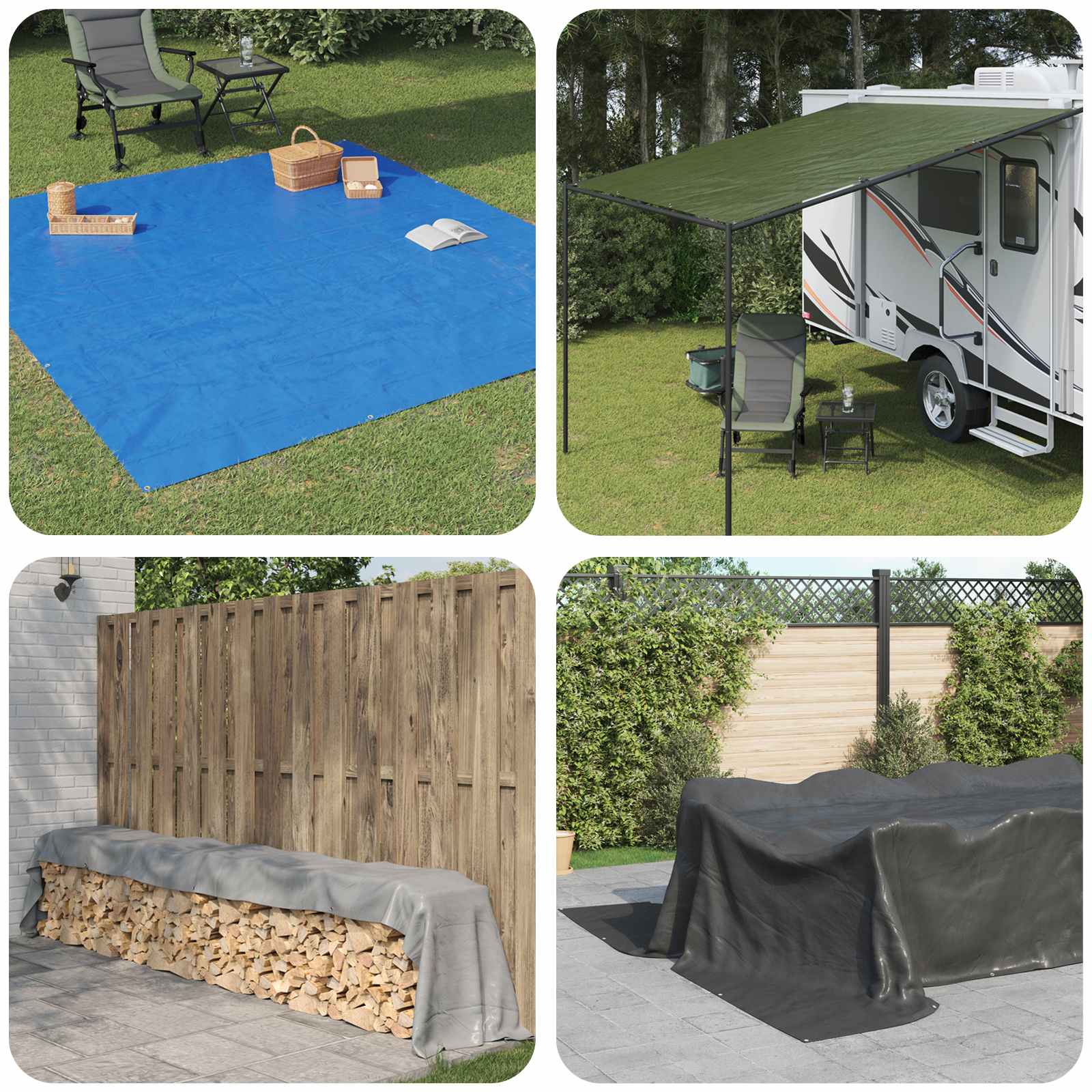 Lona com olhais azul 3 x 3 m 260 gsm PE