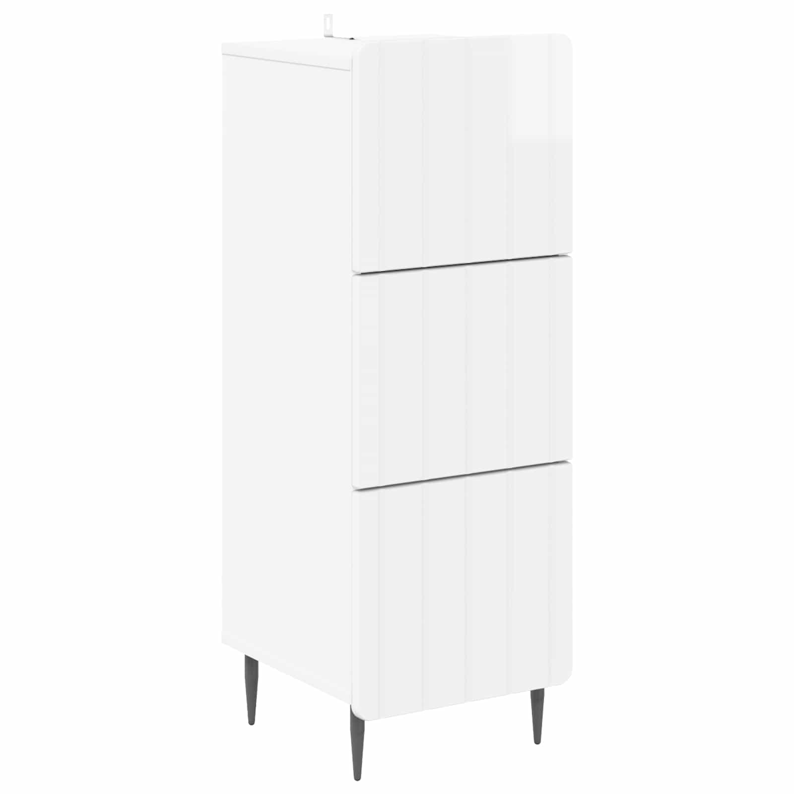Gabinete de gavetas branco brilhante 33 x 34,5 x 92 cm