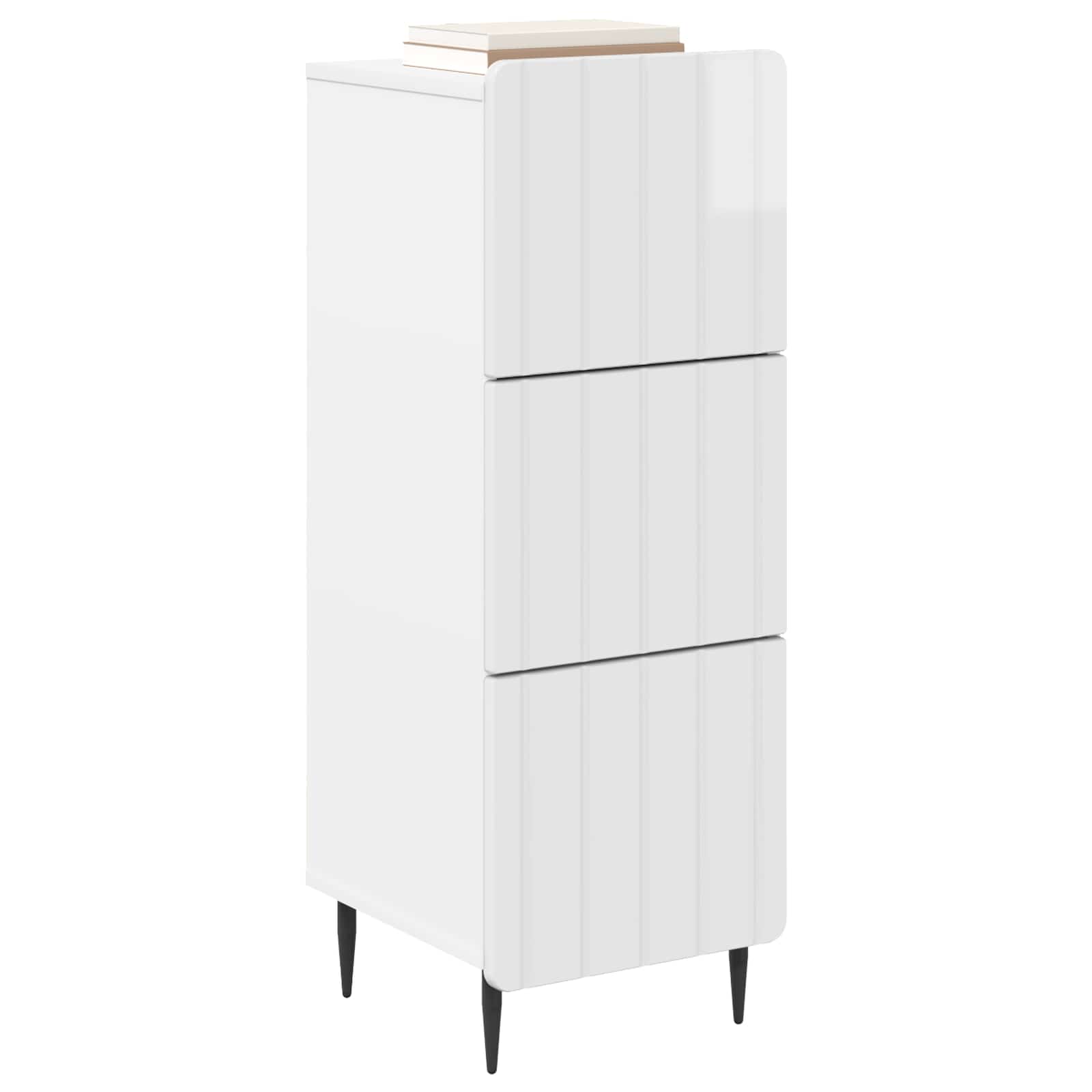 Gabinete de gavetas branco brilhante 33 x 34,5 x 92 cm