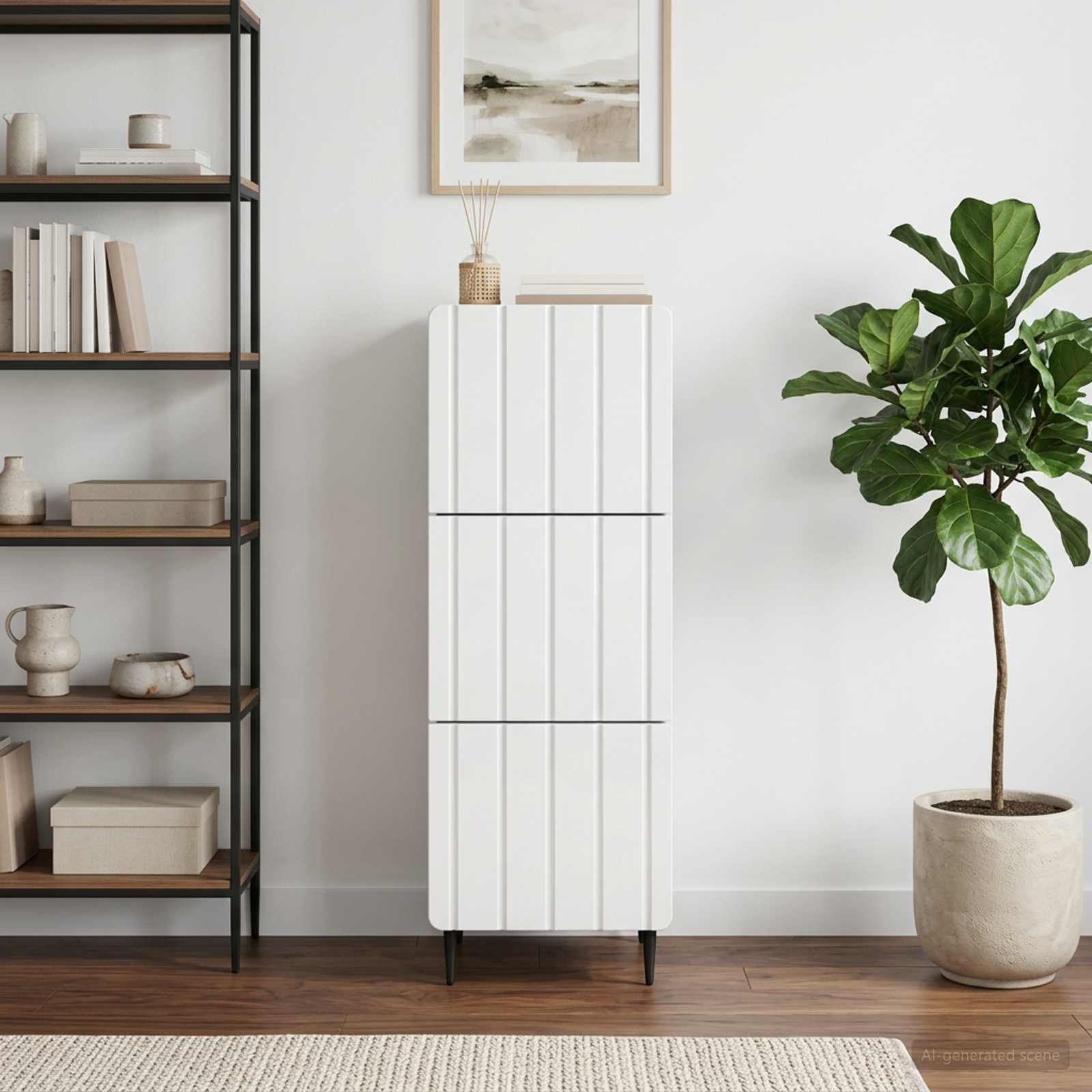 Gabinete de gavetas branco brilhante 33 x 34,5 x 92 cm