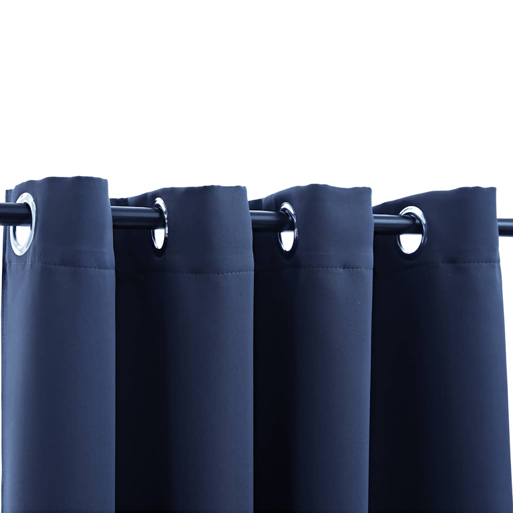 Cortina blackout com argolas em metal 290x245 cm azul