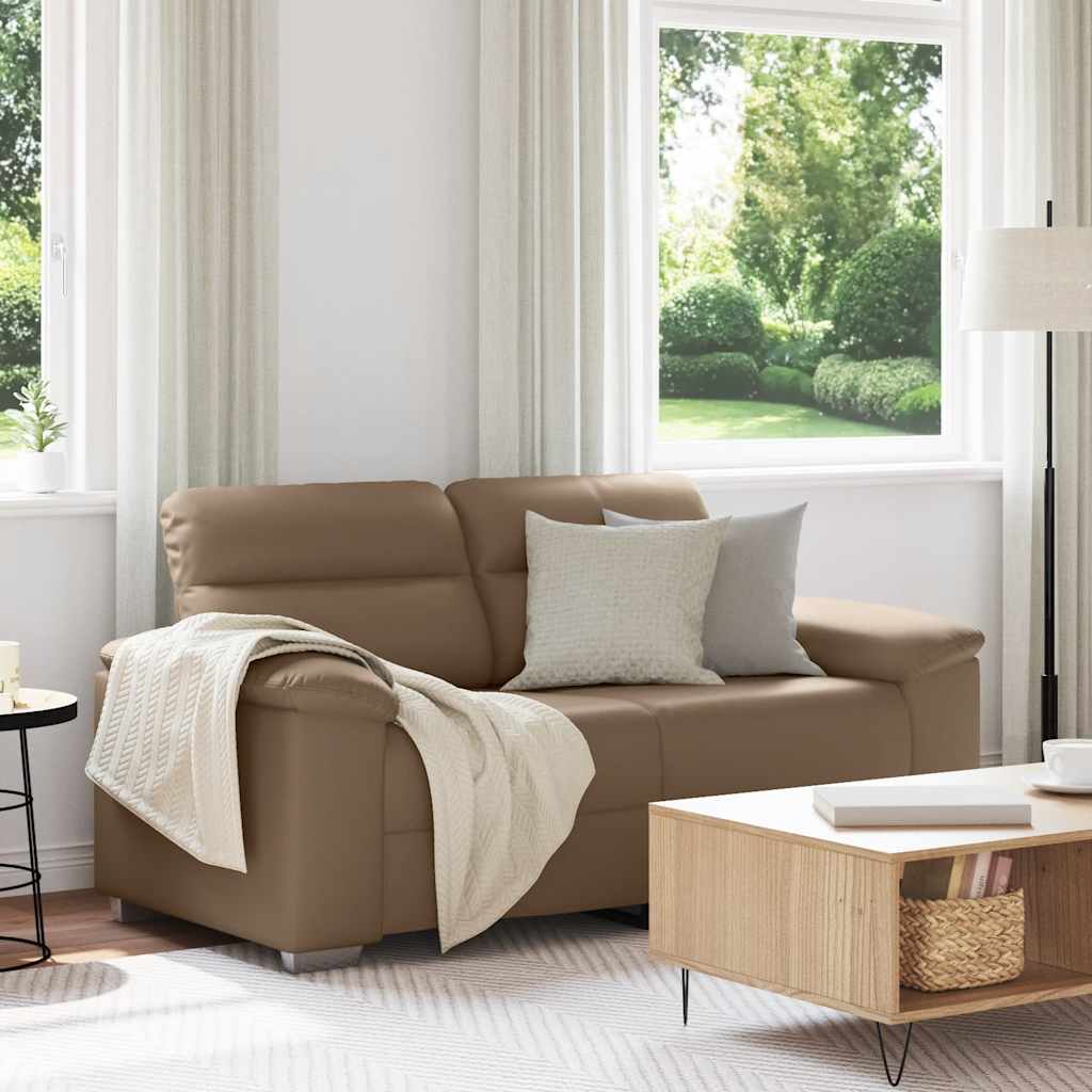 Sofá de 2 lugares cappuccino 160x81x84 cm couro sintético