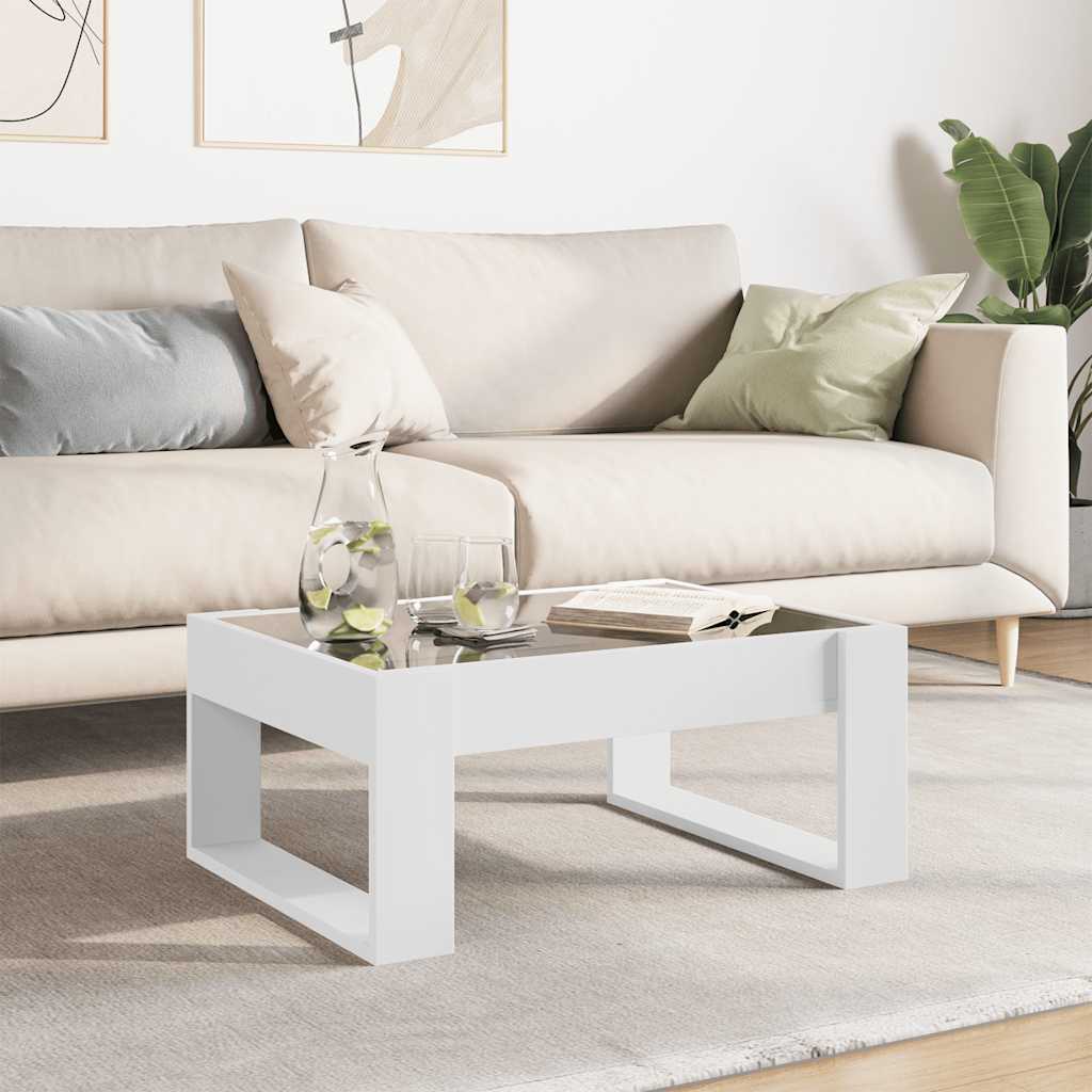 Mesa de centro luzes LED infinity 70x53x30 cm branco