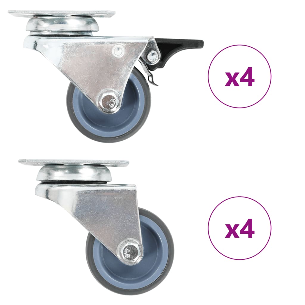 8 Pcs rodas giratórias duplas 50 mm