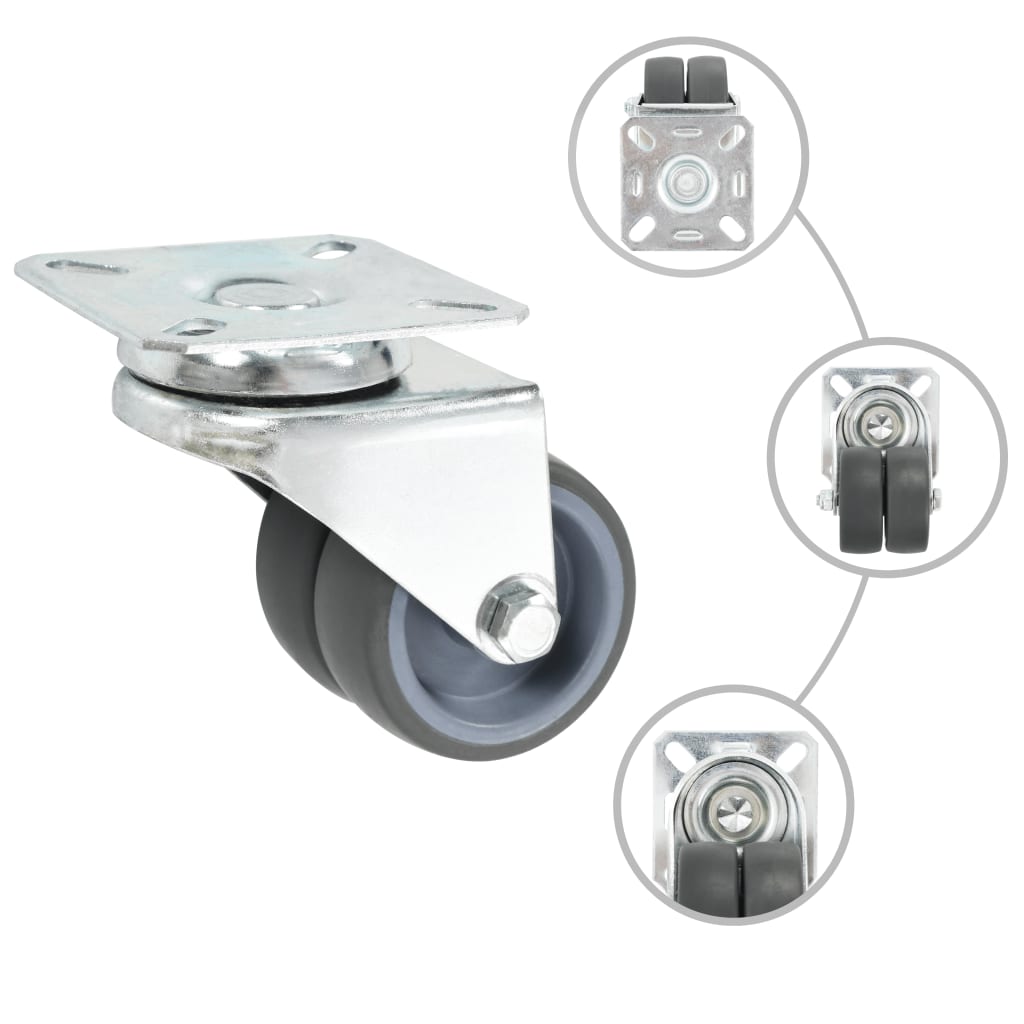 8 Pcs rodas giratórias duplas 50 mm
