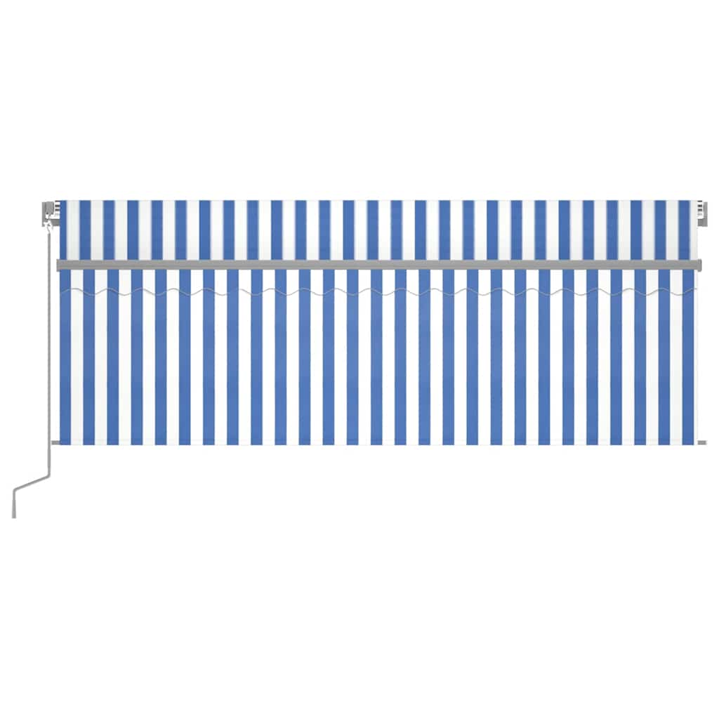 Toldo retrátil manual com estore/LED 4,5x3 m azul e branco