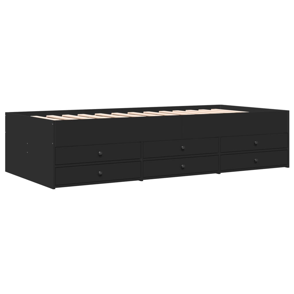 Sofá-cama com gavetas sem colchão 75x190 cm preto