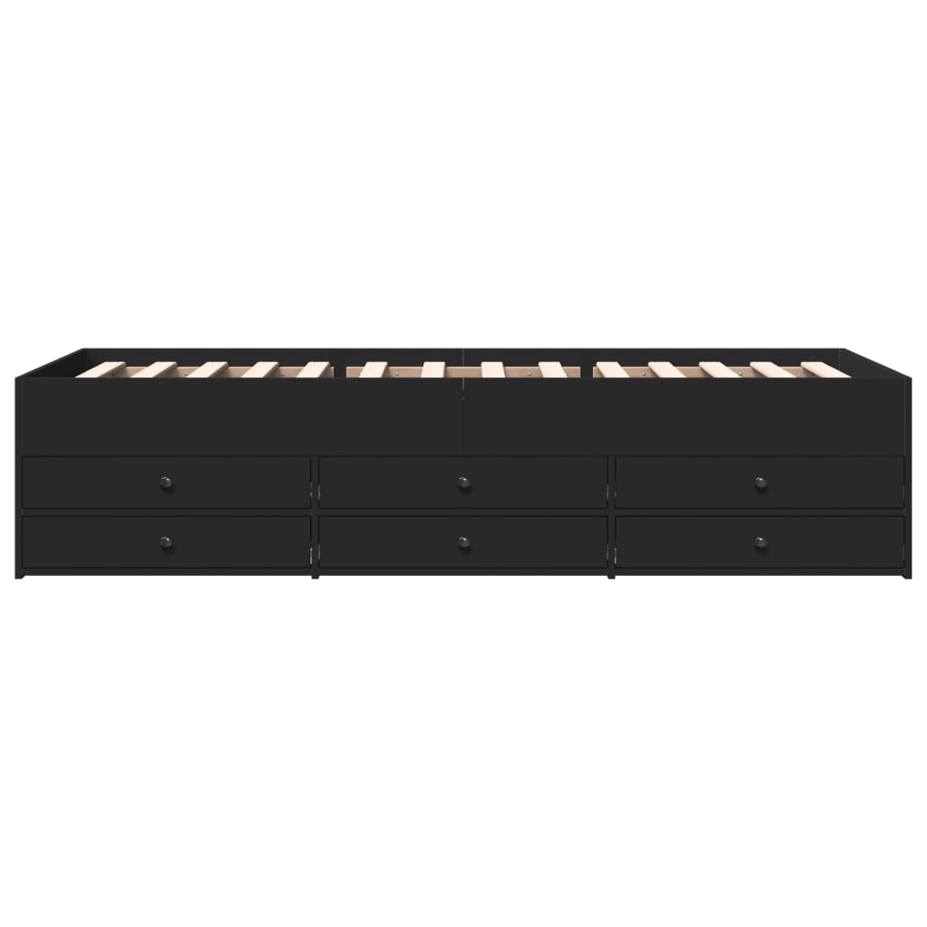 Sofá-cama com gavetas sem colchão 75x190 cm preto