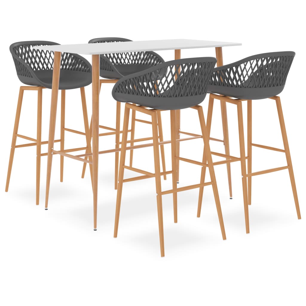 5 Pcs conjunto de bar branco e cinzento