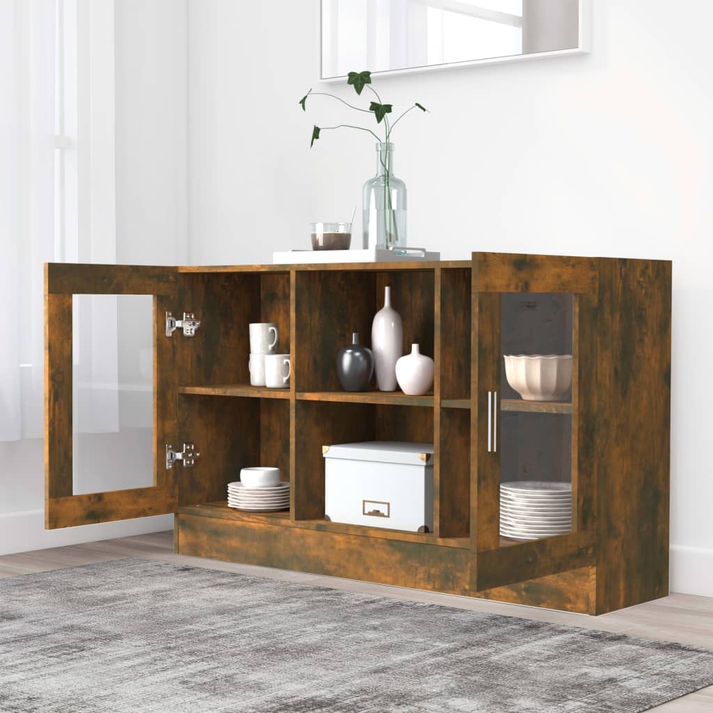 Vitrine 120x30,5x70 cm derivados de madeira carvalho fumado