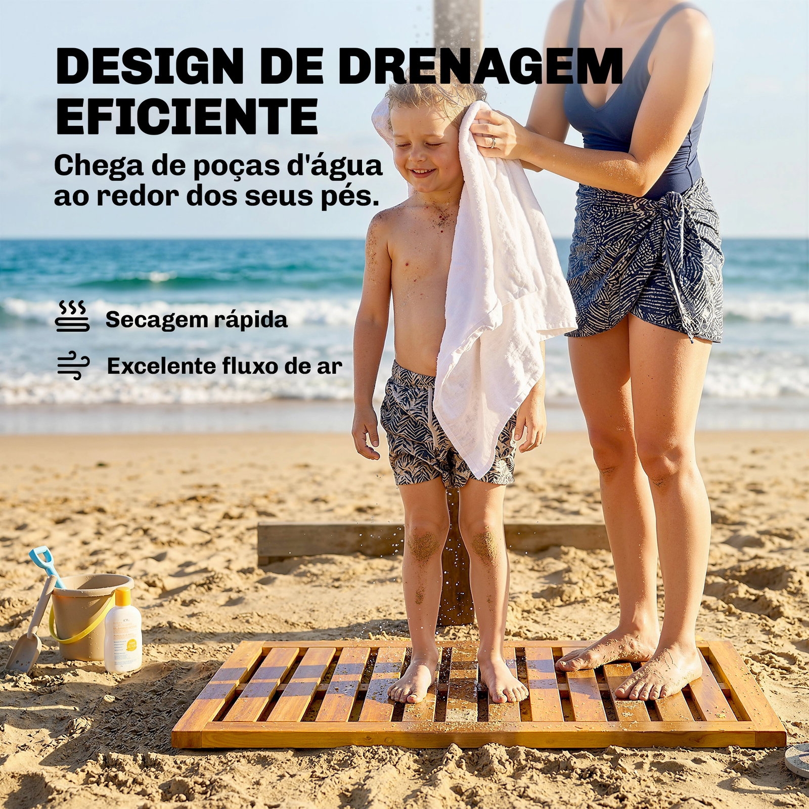 Tapete de banho em madera de acacia 91x51 cm tapete de duche antideslizante com ripas para drenagem madeira