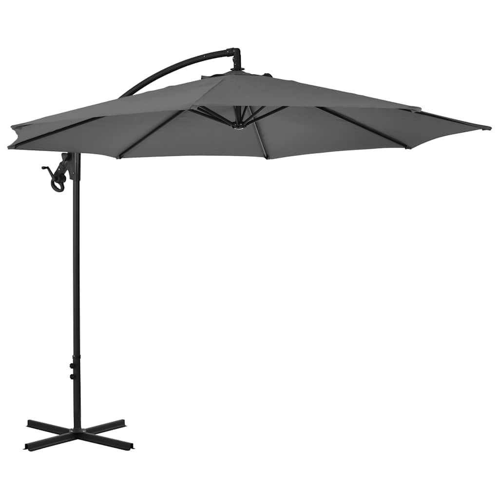 Guarda-sol cantilever com poste de aço 300 cm antracite
