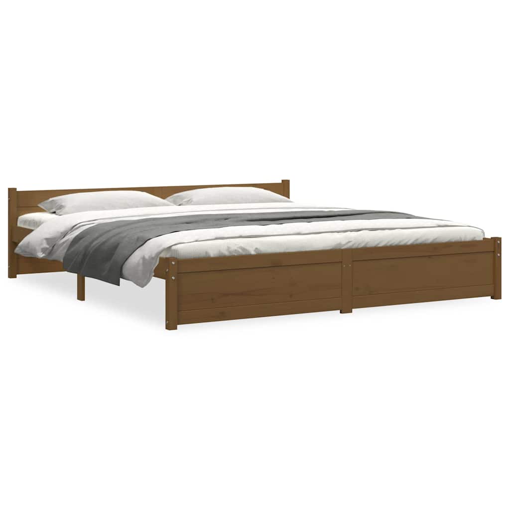 Estrutura de cama 200x200 cm madeira maciça castanho mel