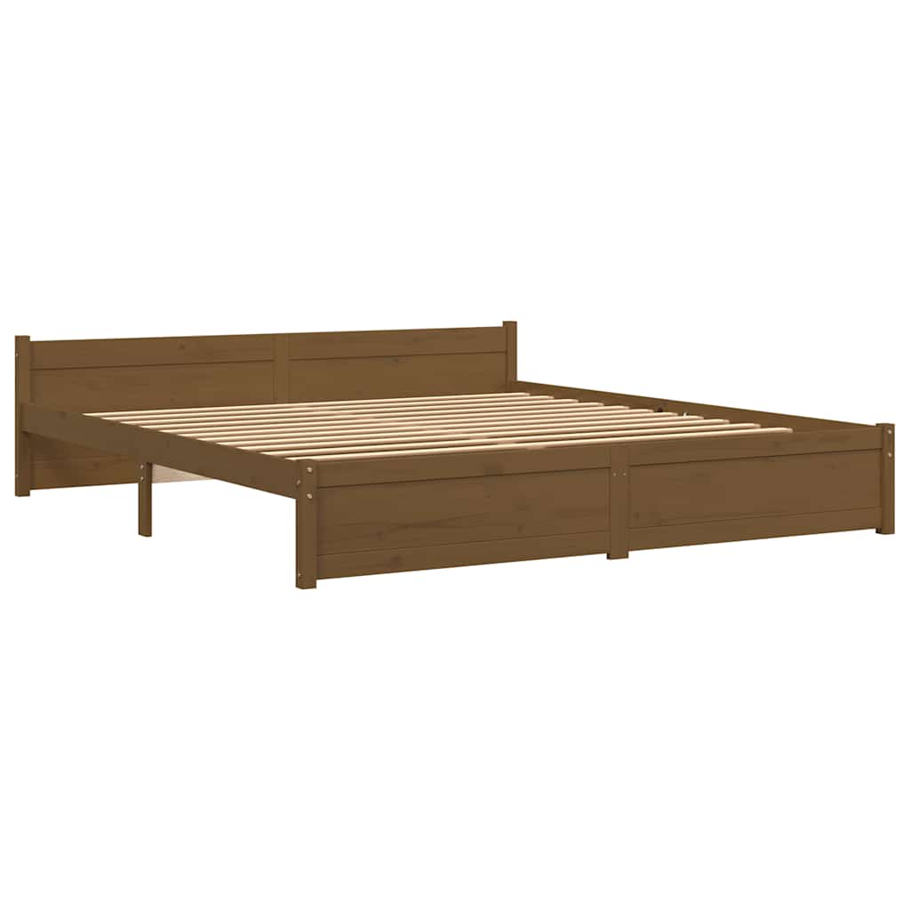 Estrutura de cama 200x200 cm madeira maciça castanho mel