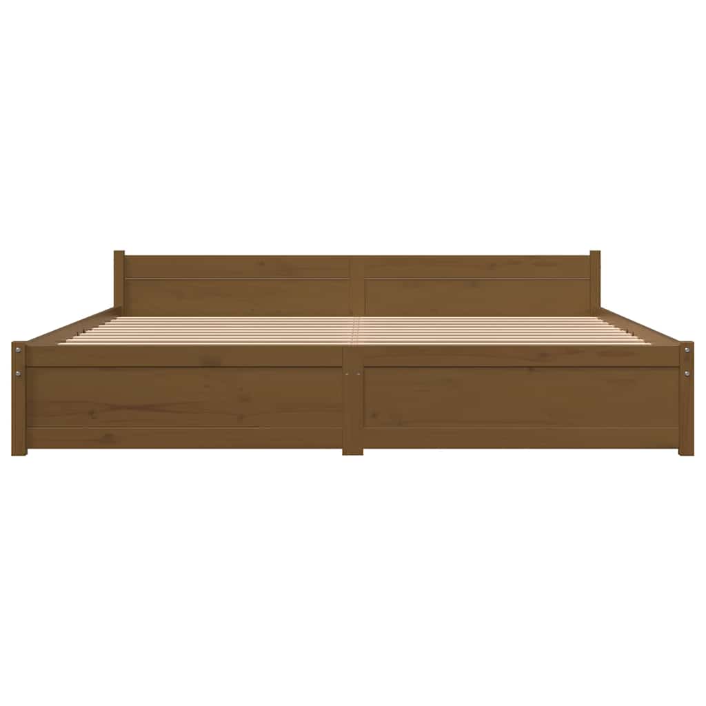 Estrutura de cama 200x200 cm madeira maciça castanho mel