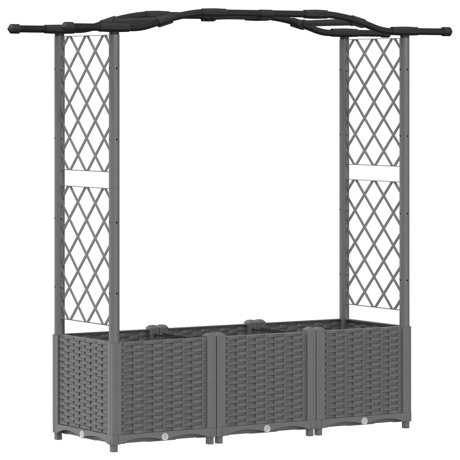 Cama elevada com treliça e telhado cinzento-claro PP