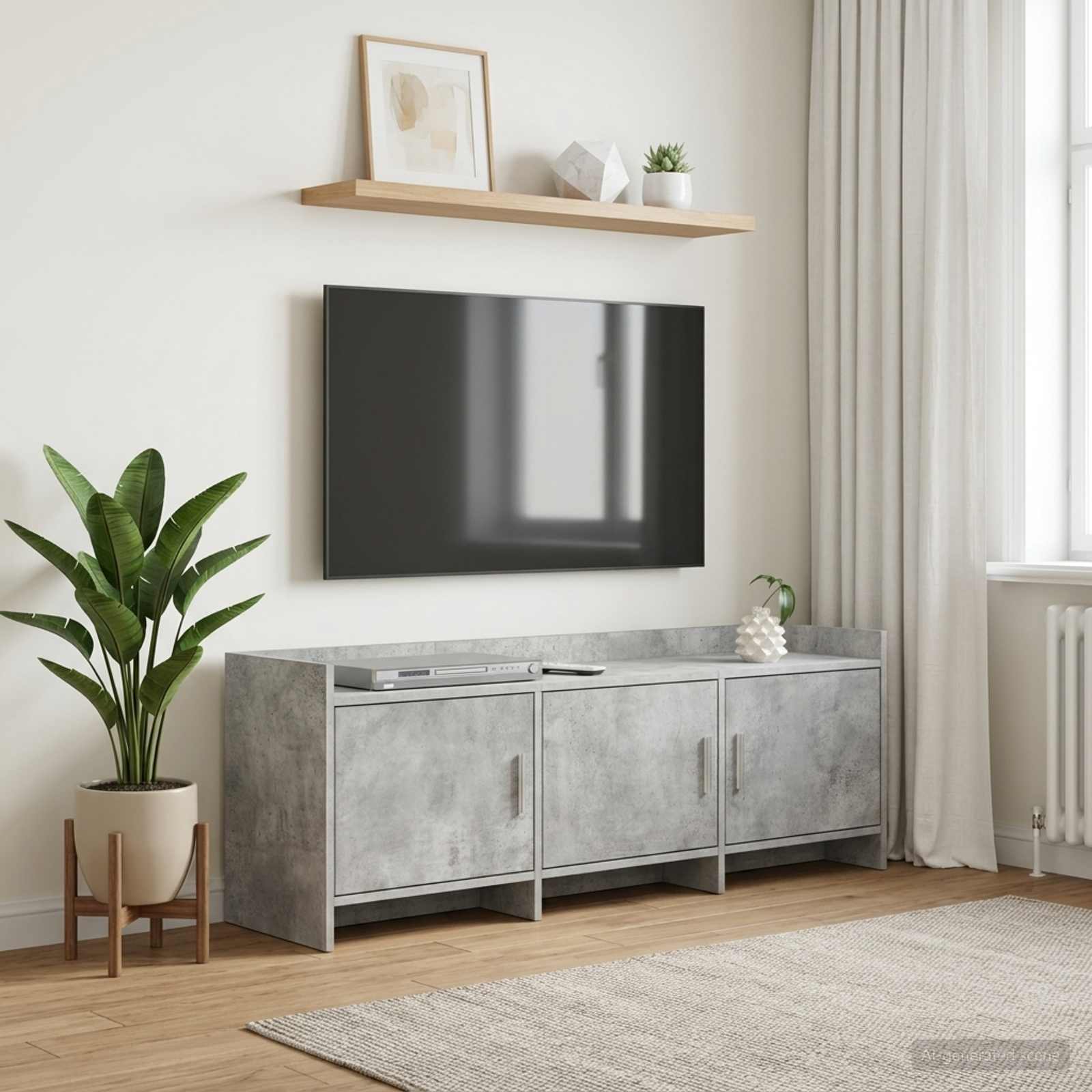 Gabinete para TV 130 x 33 x 47 cm cinzento cimento