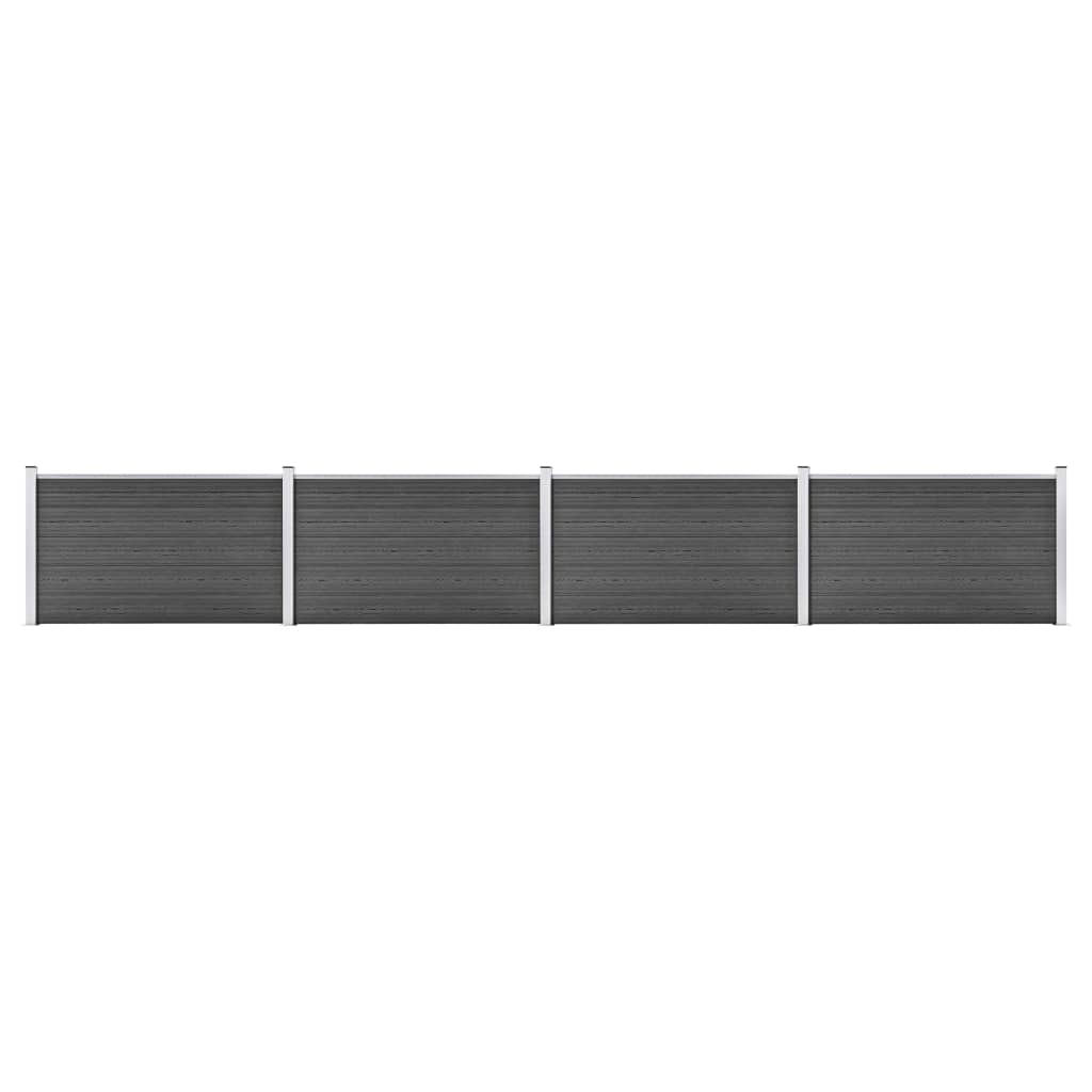 Conjunto de painéis de vedação wpc 699x105 cm preto