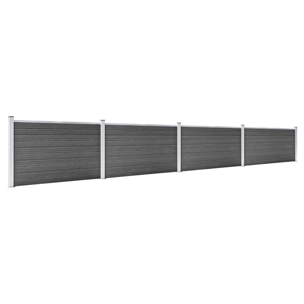 Conjunto de painéis de vedação wpc 699x105 cm preto
