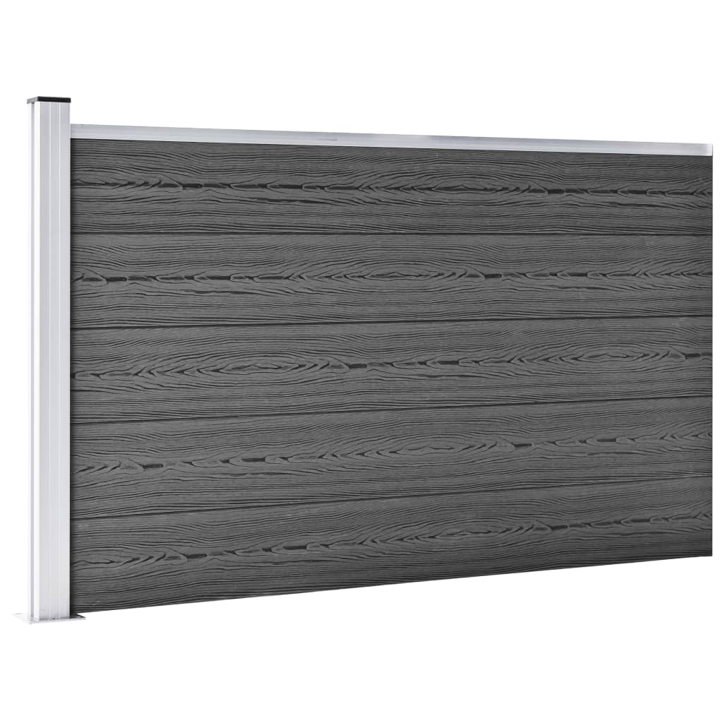 Conjunto de painéis de vedação wpc 699x105 cm preto