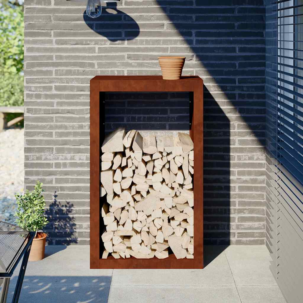 Rack de lenha 60x40x100 cm aço resistente às intempéries