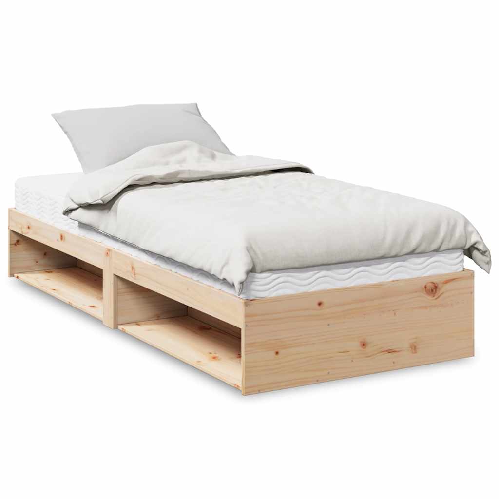 Sofá-cama com colchão 90x190 cm madeira de pinho maciça