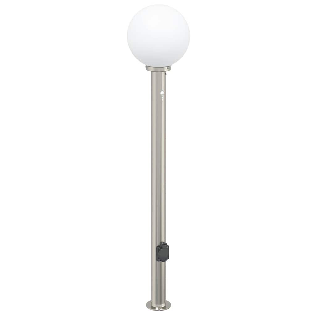 Conjunto de 3 postes de iluminação com sensor e tomada, 120 cm, aço inoxidável, IP44
