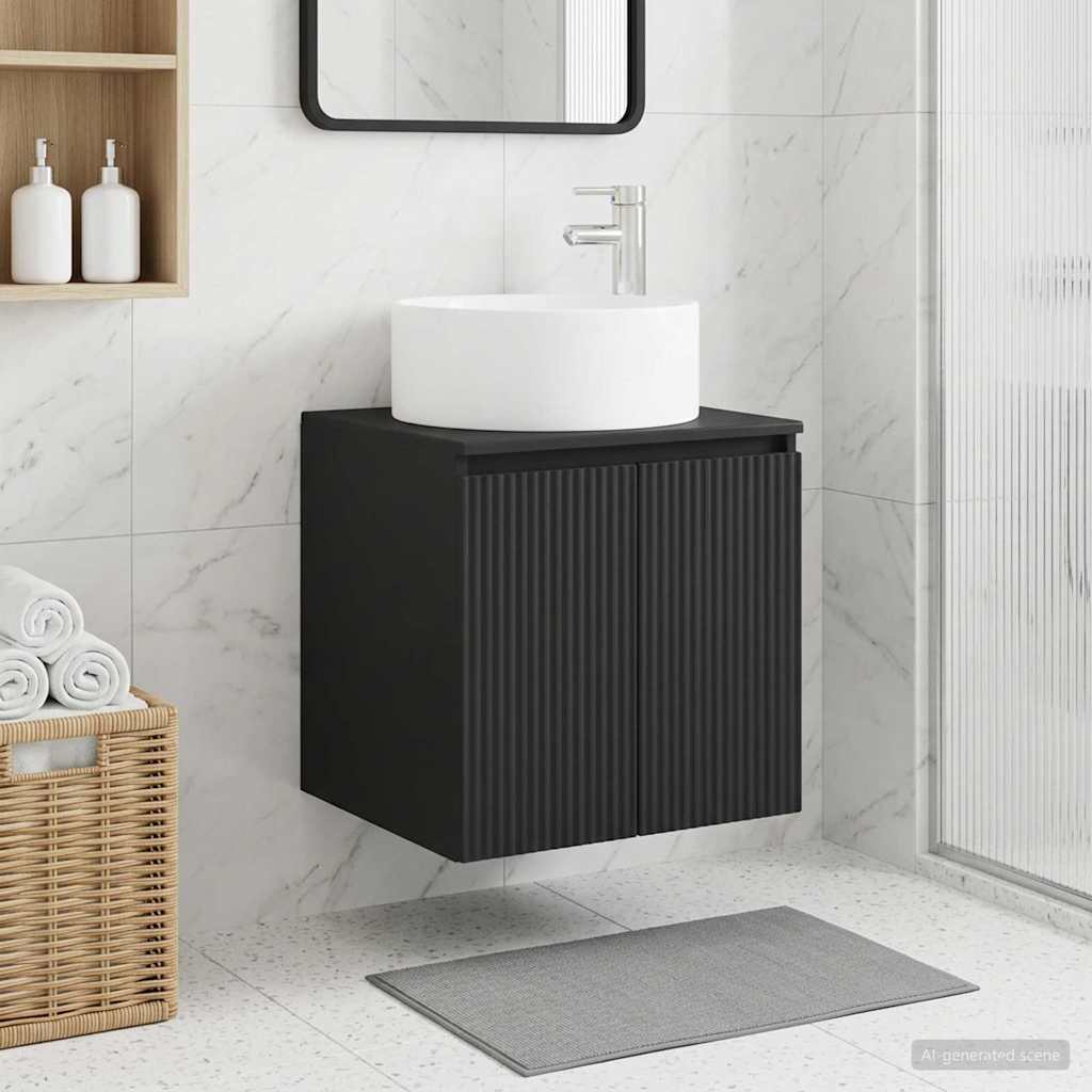 Vanidade de pia de parede preto 49,5 x 44,5 x 65,5 cm