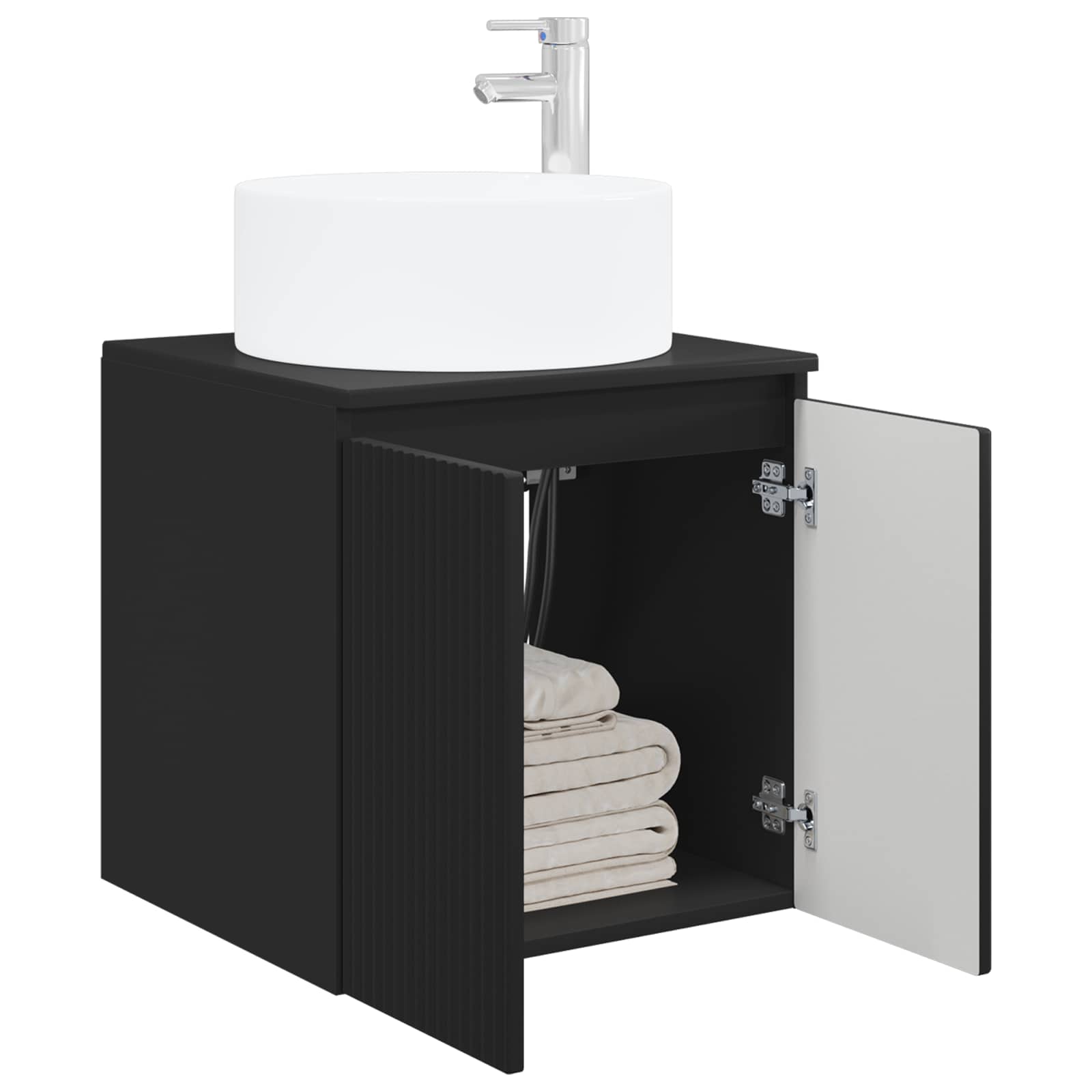 Vanidade de pia de parede preto 49,5 x 44,5 x 65,5 cm