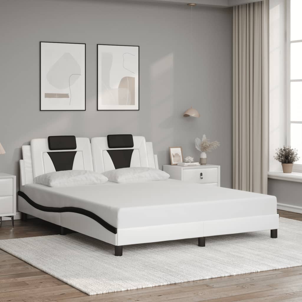 Estrutura de cama viana com LED sem colchão 160x200cm branco/preto