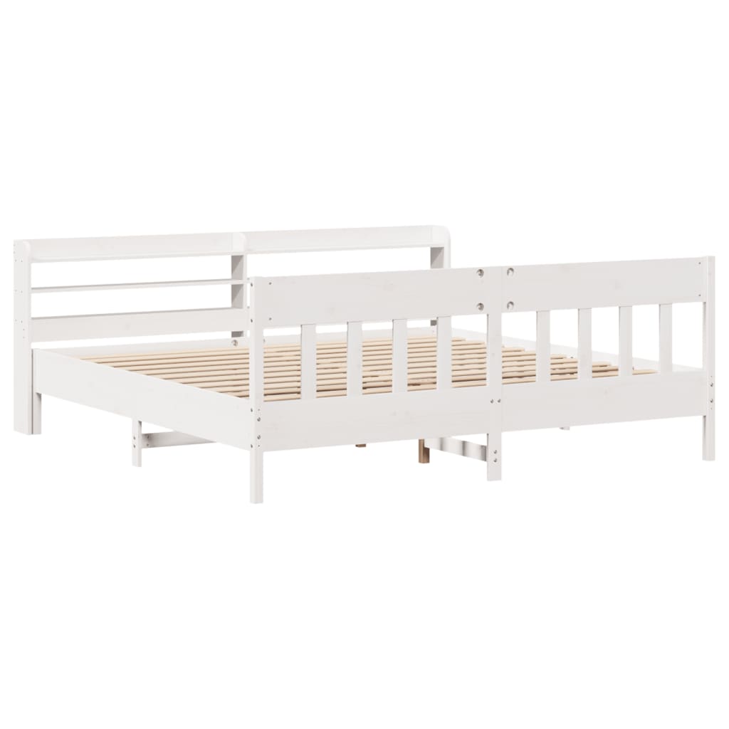 Cama sem colchão 180x200 cm madeira de pinho maciça branco