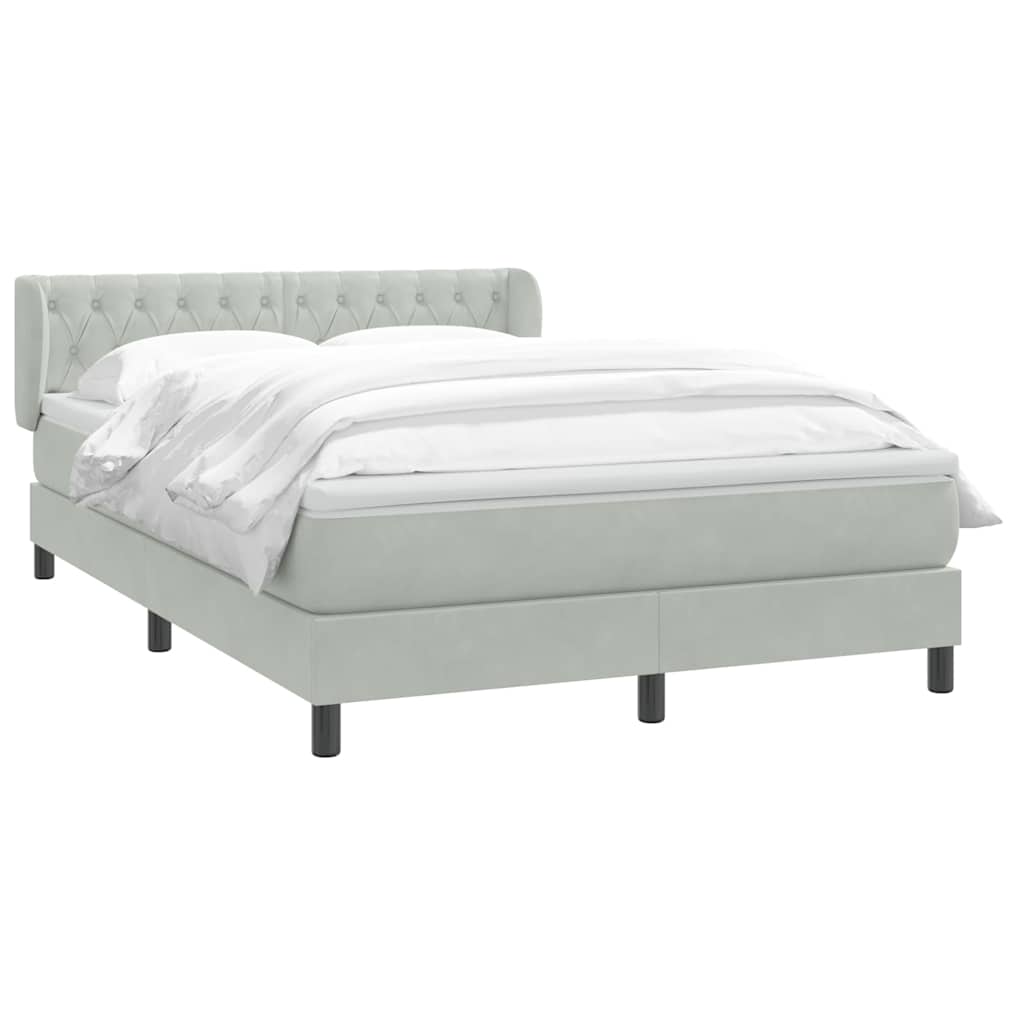 Cama com molas/colchão 160x210 cm veludo cinzento-claro