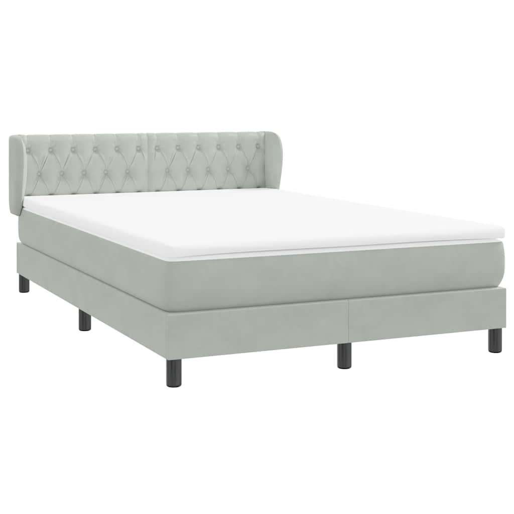 Cama com molas/colchão 160x210 cm veludo cinzento-claro