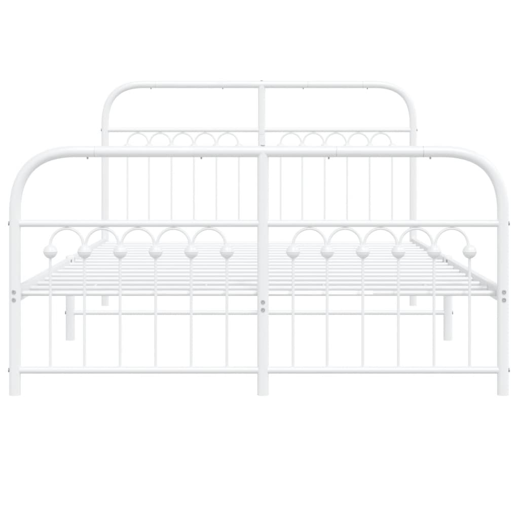 Estrutura de cama com cabeceira e pés 137x190 cm metal branco