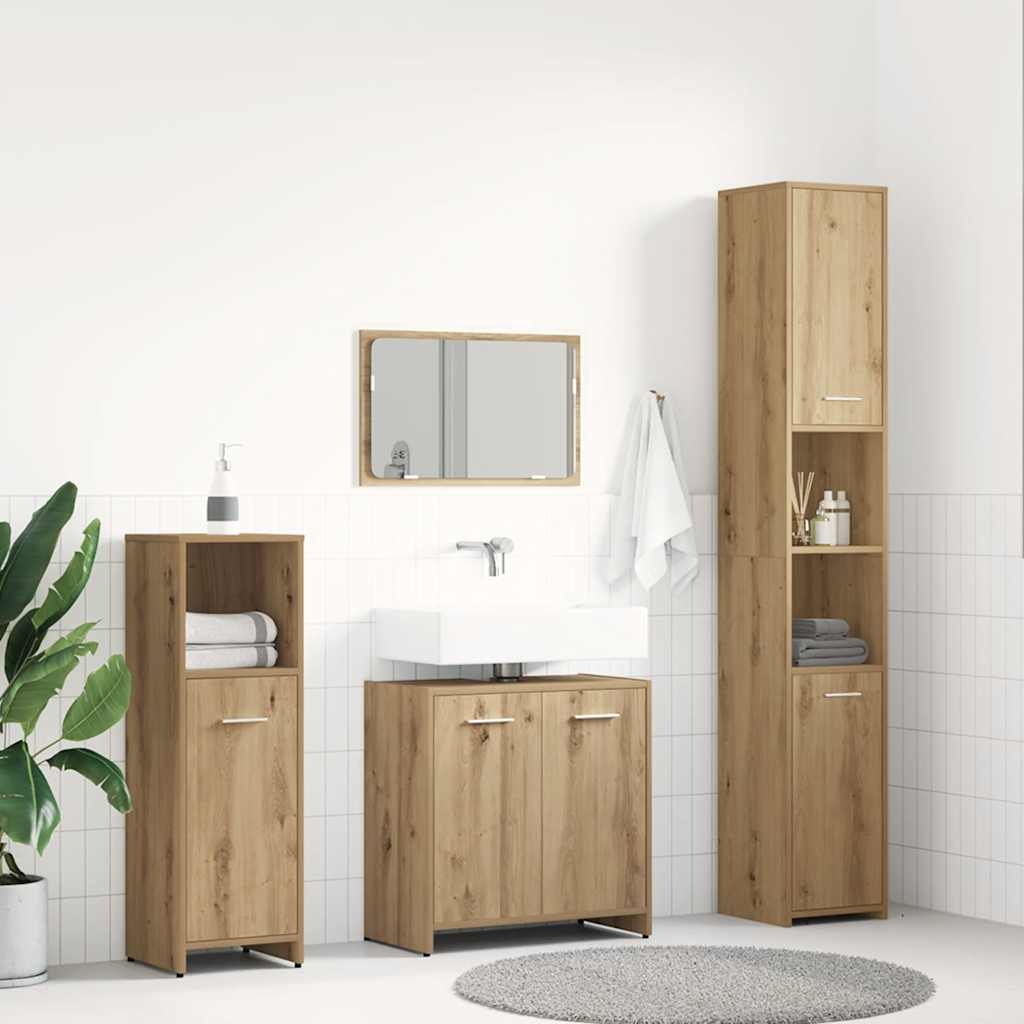 4 Pcs móveis de casa de banho deriv. madeira carvalho artisiano