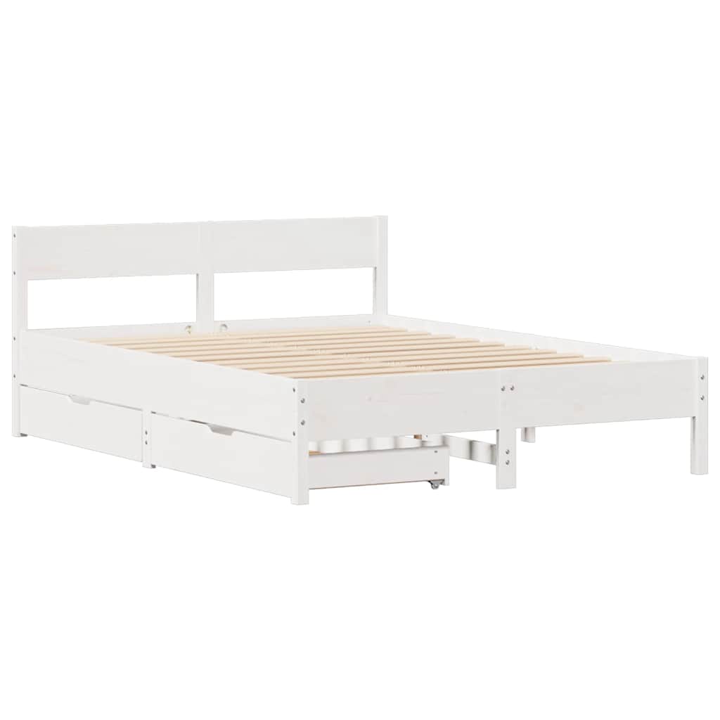 Cama sem colchão 135x190 cm madeira de pinho maciça branco