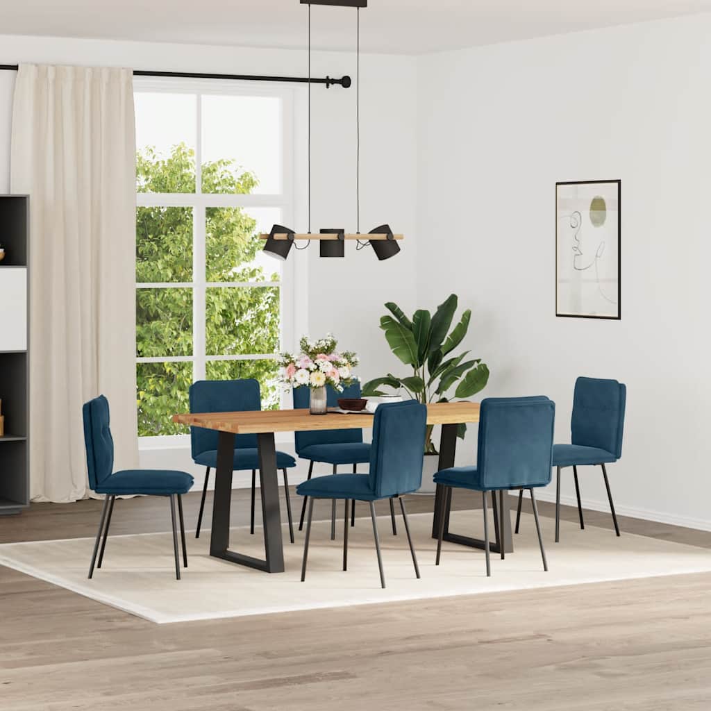 Cadeiras de jantar 6 pcs veludo azul