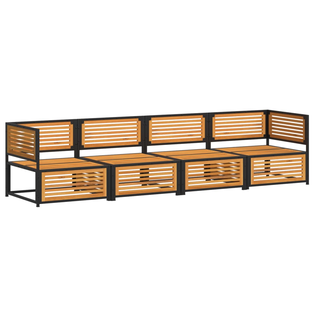 4 Pcs conjunto de sofás de jardim com almofadões acácia maciça